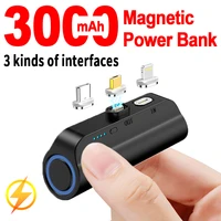 3000mah mini super fast charging power bank triple usb external battery with indicator light for xiaomi iphone samsung