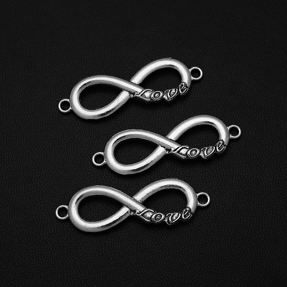 

5pcs/Lots 13x40mm Antique Silver Plated Infinity Love Connector Charms Autism Pendants For Jewelry Making Wholesale Bulk Items