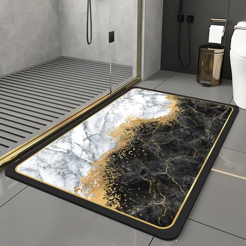 

Golden Home Bath Mat Soft Diatomaceous Earth Floor Mat Super Absorbent Carpet Door Foot Mats Non-slip Rubber Bathroom Products