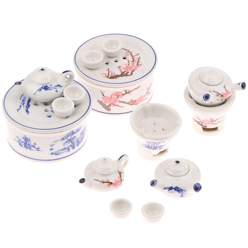 

Набор миниатюрных фарфоровых чайных чашек 1:12, Классическая посуда с цветами, кухонная мебель для кукольного домика, игрушки для детей, ролевые игрушки