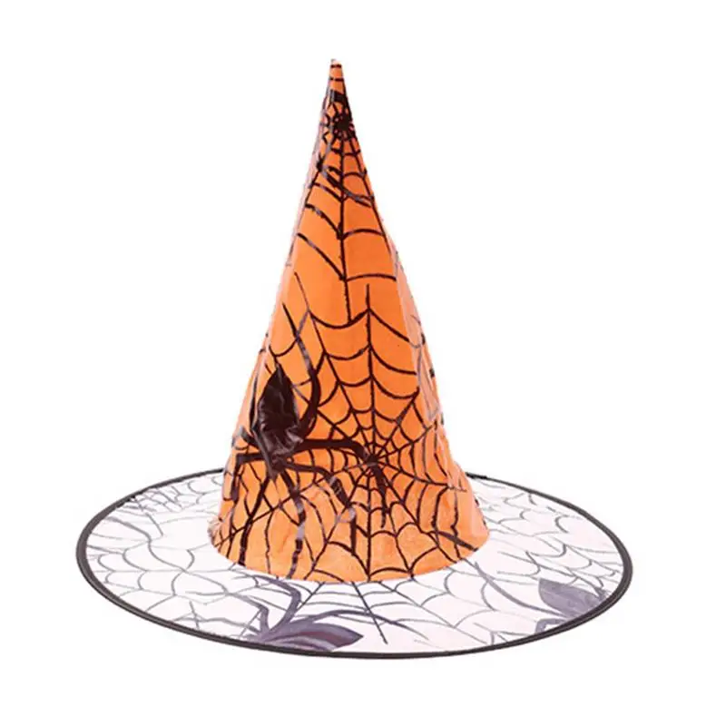 

Шляпа для Хэллоуина для взрослых и детей, шляпа ведьмы, Череп, паутина, узор, волшебник, маскарадное платье, косплей, аксессуары для костюма
