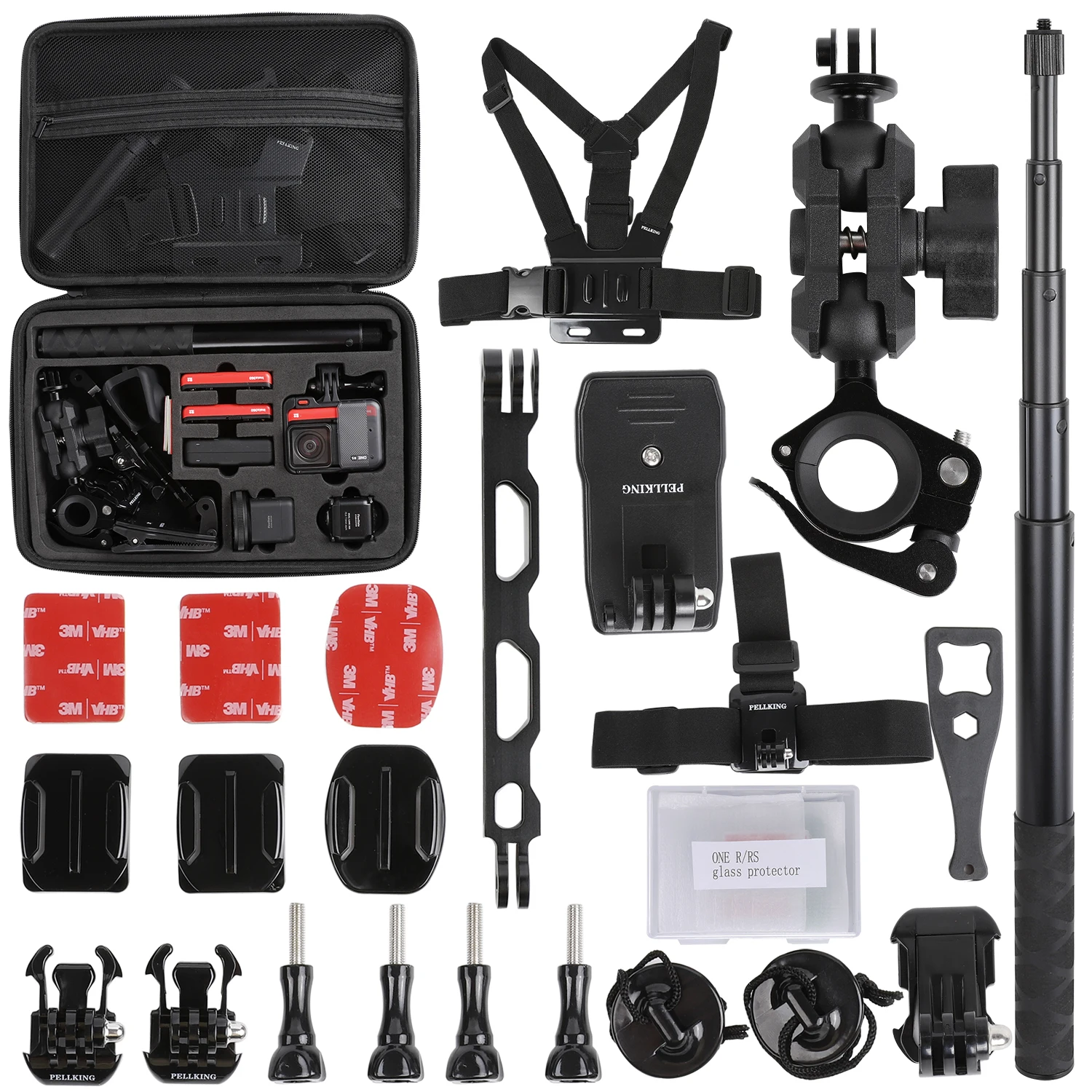 

Комплект аксессуаров для мотоцикла Insta360 ONE RS R, чехол для переноски, руль, селфи-палка, нагрудный ремень, ремень для головы и шлема