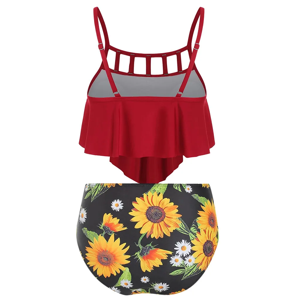 Floral Bikini 2021 High Waist Animal Print Tankini Swimsuit Brazilian Ruffle Plus Size Swimwear For Girl | Спорт и развлечения