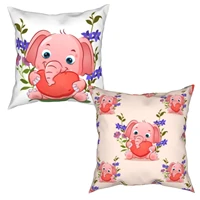 2022 brand new 2 pack pillowcase polyester hidden zipper pink floral love elephant bed sofa cart for parents valentines day gif