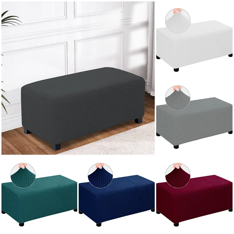 

Ottoman Cover S/M/L/XL Polar Fleece Durable Thicken Storage Stool Covers Stretch Footrest Furniture Protector Rectangle Covers