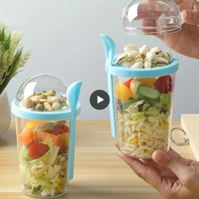 

Be Easy To Carry About Portable Milk Slimming Cup Reusable Modern Style Salad Cup Double Layer Up And Down No Cross Flavor