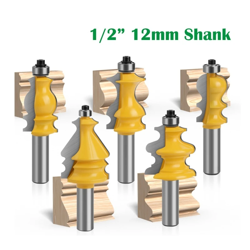 

X37E Heavy Duty CNC Router Bits 5 Packs 1/2" Carbide Shank 12mm 12.7mm CNC Router Bits Engraving Solid Carbide Shank Bits