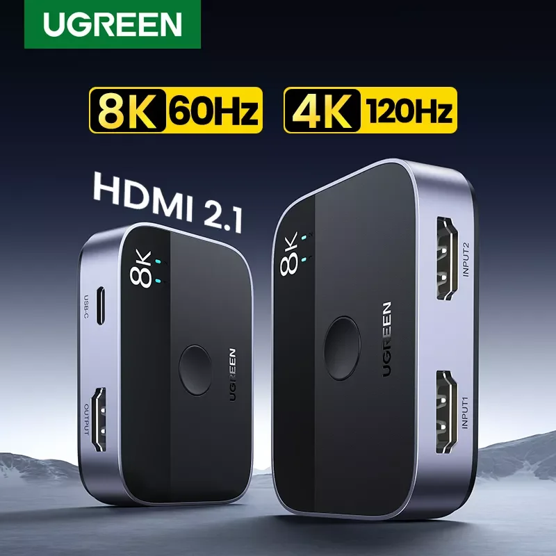 

NEW2023 UGREEN HDMI 2.1 Splitter Switch 8K 60Hz 4K 120Hz 2 in 1 out for TV Xiaomi Xbox SeriesX PS5HDMI Cable Monitor HDMI 2.1 Sw