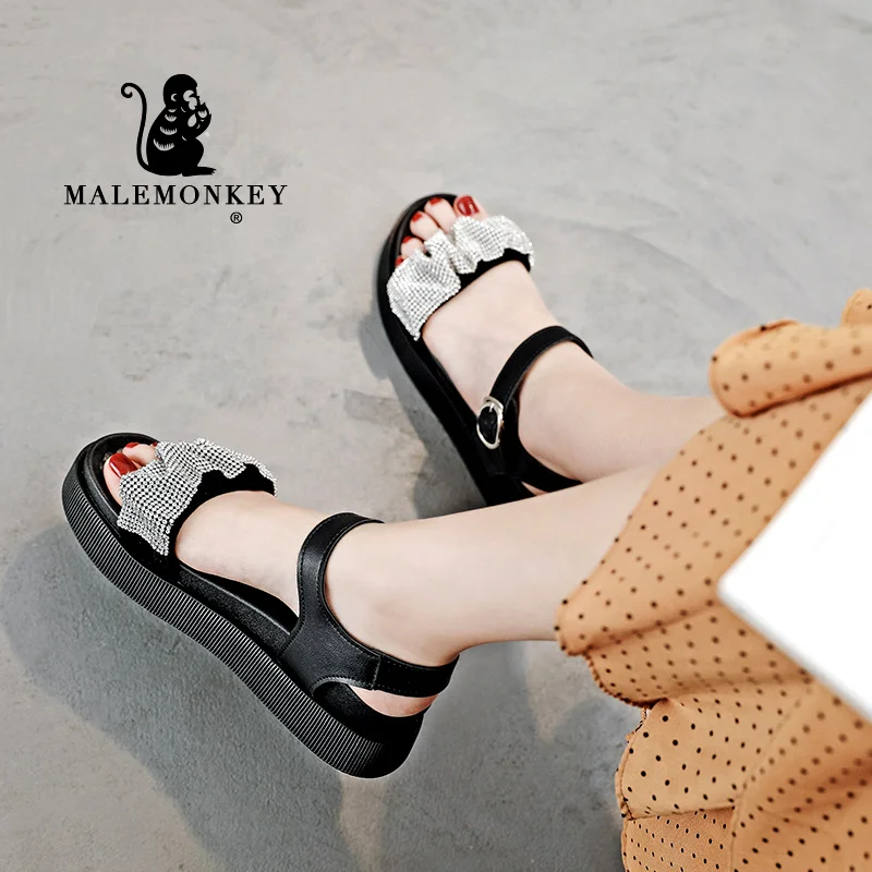 

Summer Women's Sandals Fashion Sequins Retro Trend Solid Color Open Toe Thick Bottom Wear-resistant New Women's Shoes