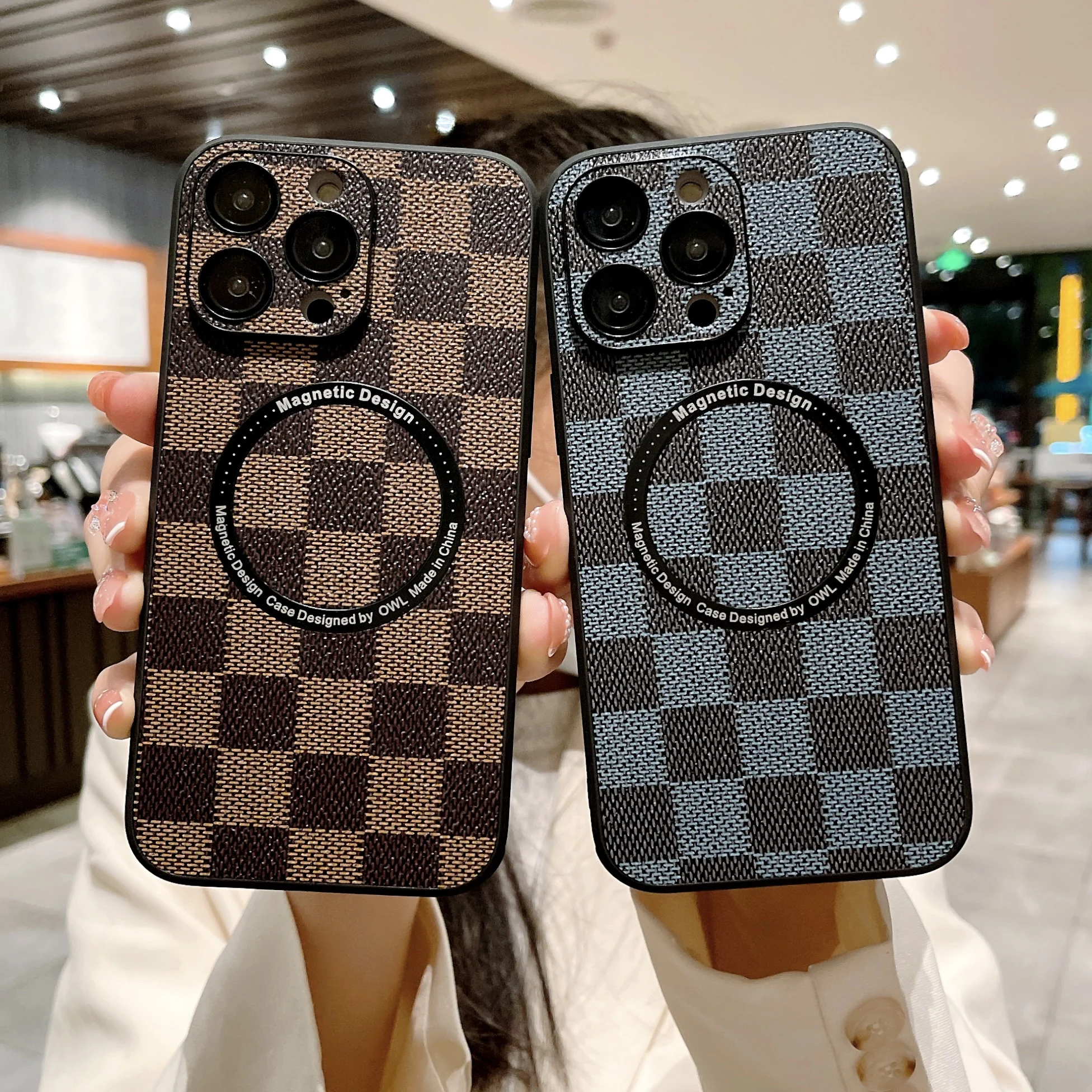 

New Luxury Leather Shockproof Phone Case for iPhone 14 13 12 Pro Max Plus Magsafes Wireless Magnetic Charging Back Cover