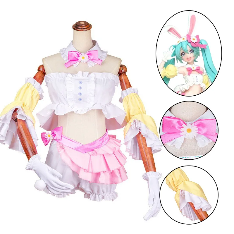 

Anime Miku Cosplay Costume Suit Miku Pink Rabbit Spring Dress Miku Cosplay Halloween Party Anime Costumes