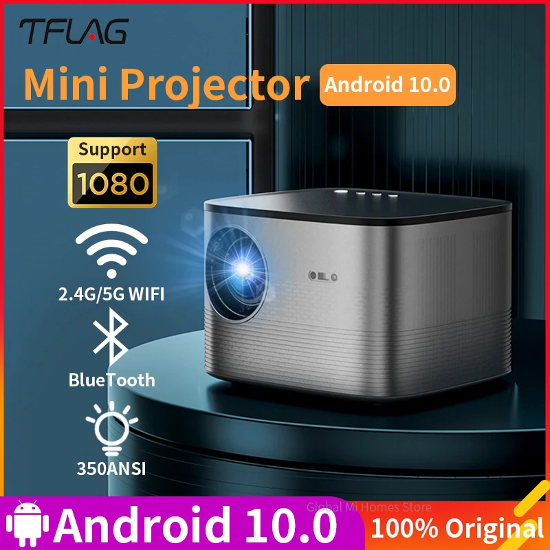 

Tflag F18 Projector Global Mini Android Wifi 350Ansi BT 4.0 2+8GB Home Theater Video Lcd Portable Projector for Office Business