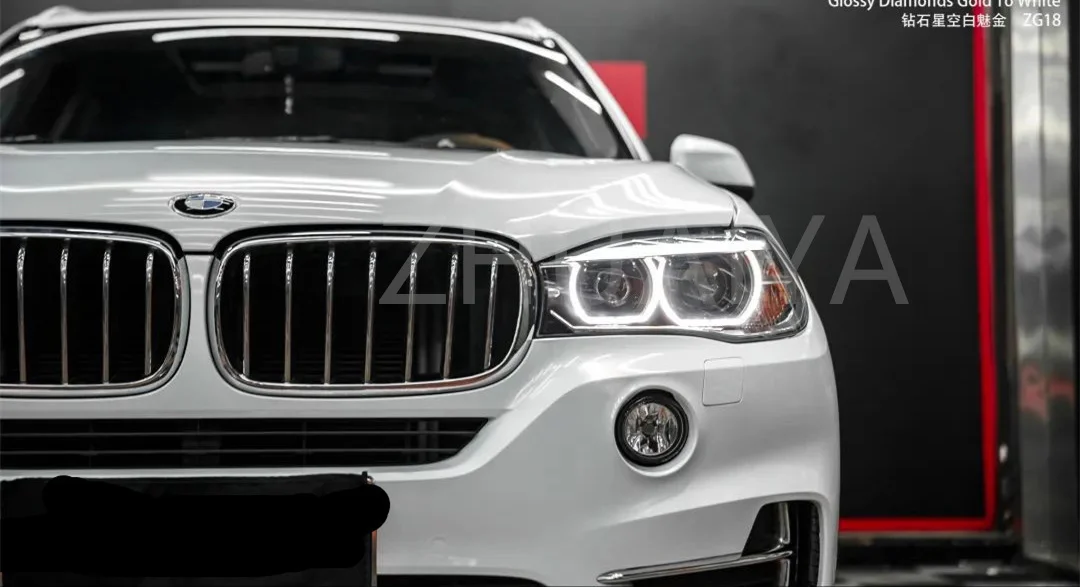 ZHUAIYA жемчужная Бриллиантовая белая виниловая пленка для обертывания яркая 152*18 м