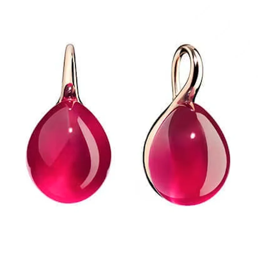 Women Pomellato Waterdrop Earrings Simple Gold Plated Pink Crystal Earrings High Quality Elegant Fashion Jewelry Party Gift