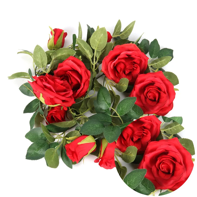 

Fake Flower Rose Ivy Vine Real Touch Silk Artificial Flowers Garland String Hanging for Wedding Garlands Home Party Garden Decor