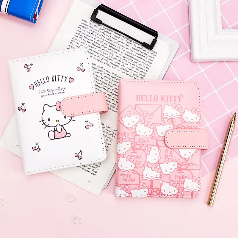

Sanrio Kawaii Hello Kitty A6 Leather Handmade Book Cute Cartoon Girl Heart Student Handmade Book Notebook Notebook Diary Book