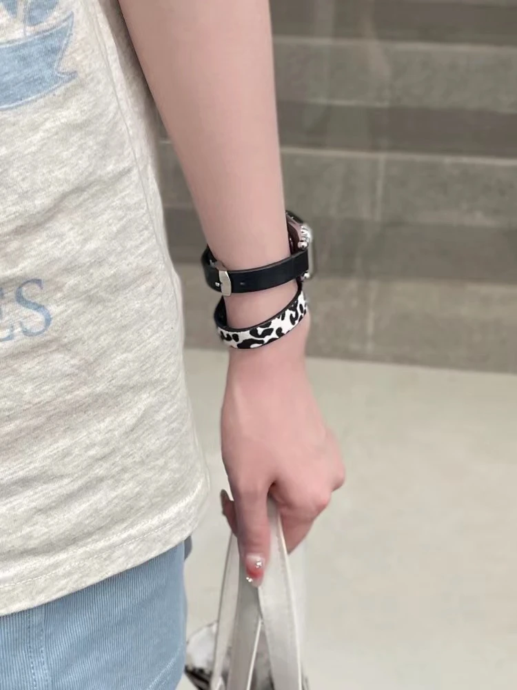 Leather Strap Set Loop For Apple Watch Band 7 SE 6 5 4 3 2 Retro Animal Texture Strap For iWatch 41mm 45mm 40 38 mm Belt Correa