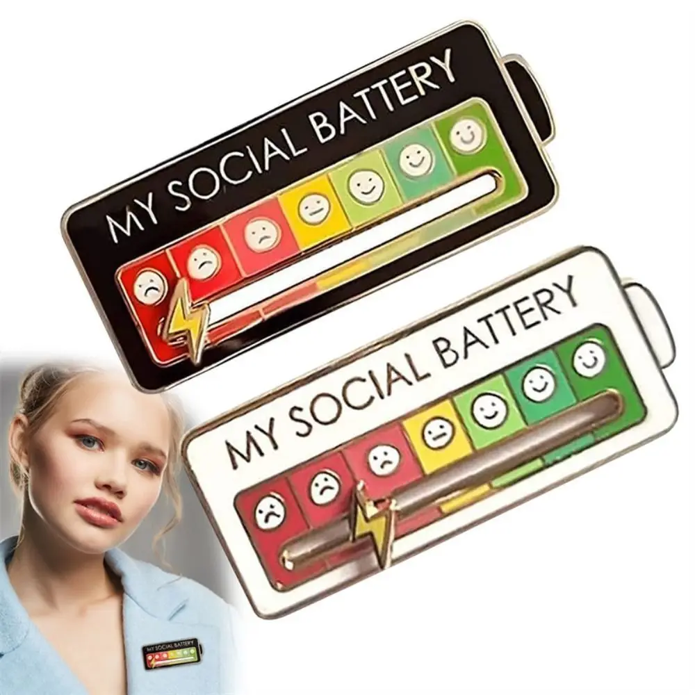 

1PC Social Battery Pin Cute Emoticon Brooch Buckle 7 Days A Week Mood Pin Multifunction Aesthetic Brooch Metal Badge Cloth Decor