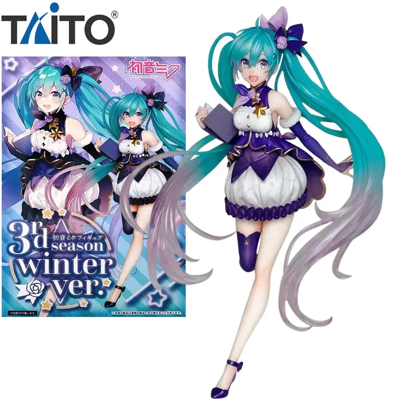

В наличии TAiTO Vocaloid Аниме Фигурка Hatsune Miku 3rd Season Winter Ver. Экшн-фигурки из ПВХ 18 см, Коллекционная модель