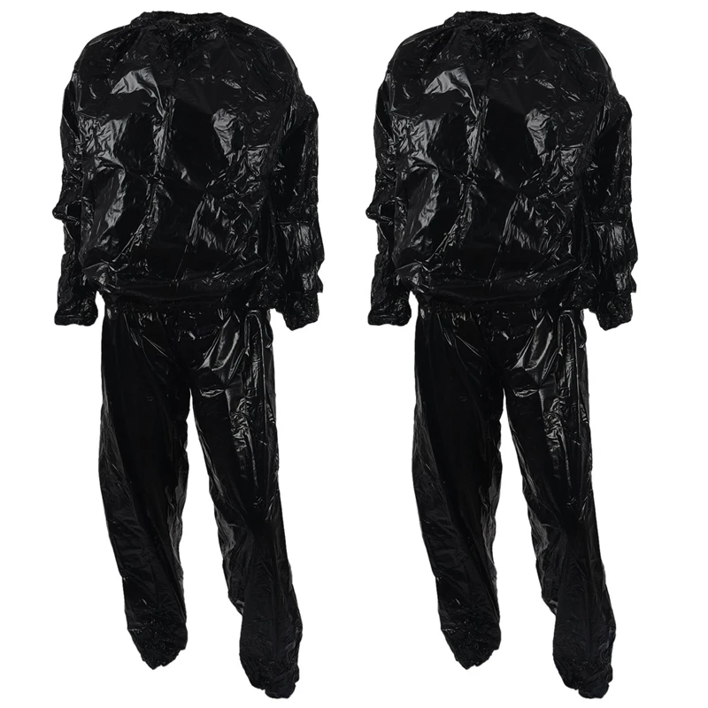 

2X Heavy Duty Fitness Weight Loss Sweat Sauna Suit Exercise Gym Anti-Rip Black XL