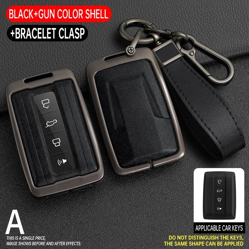 

Чехол из цинкового сплава + кожаный чехол для автомобильного ключа, полный чехол для Great Wall GWM WEY TANK 300 500 Tank300 Tank500, защитный держатель для удаленного ключа
