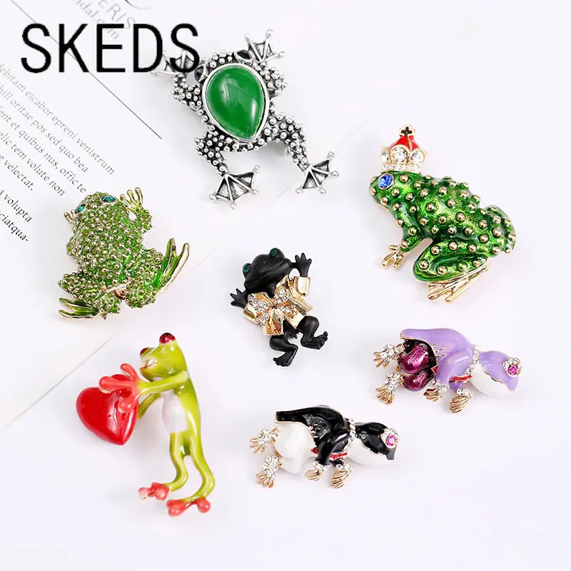 

SKEDS Women Men Classic Frog Enamel Brooches Trendy Vintage Aniaml Metal Badges Accessories Unisex Clothing Bag Pins Jewelry