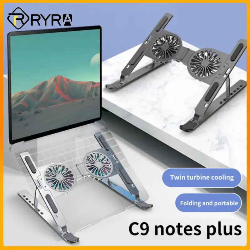 

Алюминиевый подставка для ноутбука RYRA, охлаждающий держатель для планшета, складная подставка для ноутбука с двумя вентиляторами, подставк...