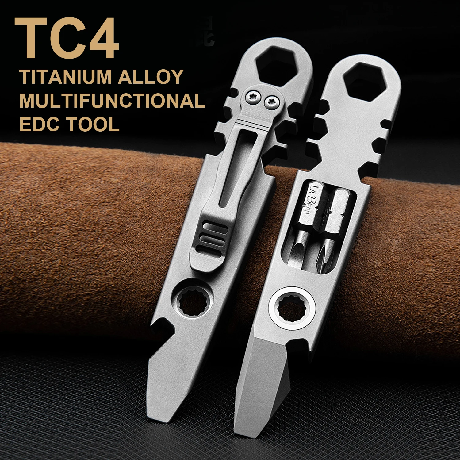 Фото TC4 Титановый сплав Многофункциональный быстрый трещоточный ключ Отвертка для бутылок Открытый кемпинг EDC Аварийный инструмент A1267 №1