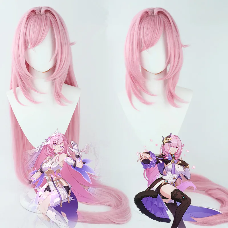 

Парик для косплея хонькай ударно 3-й косплея Elysia длиной 120 см, прямой розовый парик для косплея, парик для косплея аниме, термостойкий синтетический парик