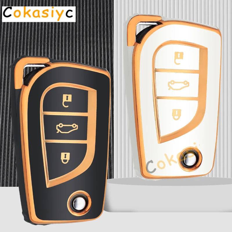 Автомобильный флип-чехол из ТПУ брелок для Toyota Auris Corolla Avensis Verso Yaris Aygo Scion TC IM Camry RAV4