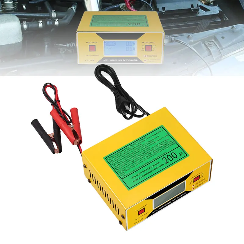 Full Automatic Car Battery Charger 6/8/12/14/24V 0-10A LCD Digital Display Battery Charger Power Puls Repair Chargers With Cable
