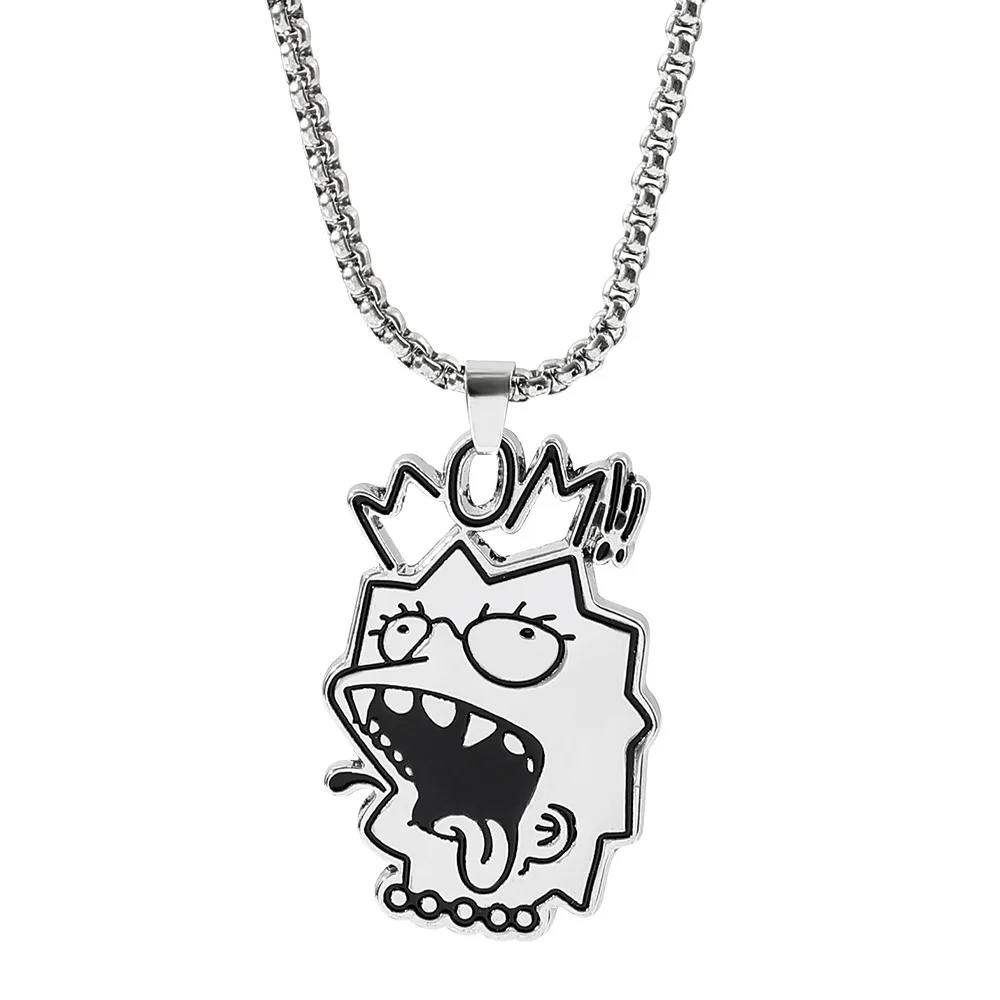 

Cartoon Laugh Necklace Exaggerated Fun Funny Necklace Personality Hip-Hop Necklace Silver Alloy Street Pendant Gift man Jewelry