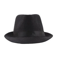 casual trilby cap stylish linen solid color fedora hat men hat fedora hat
