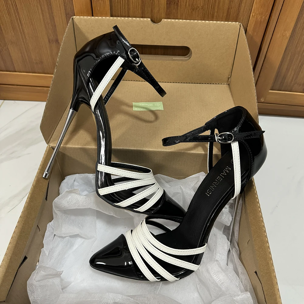 Новые металлические туфли унисекс на высоком каблуке 16 см белые черные с