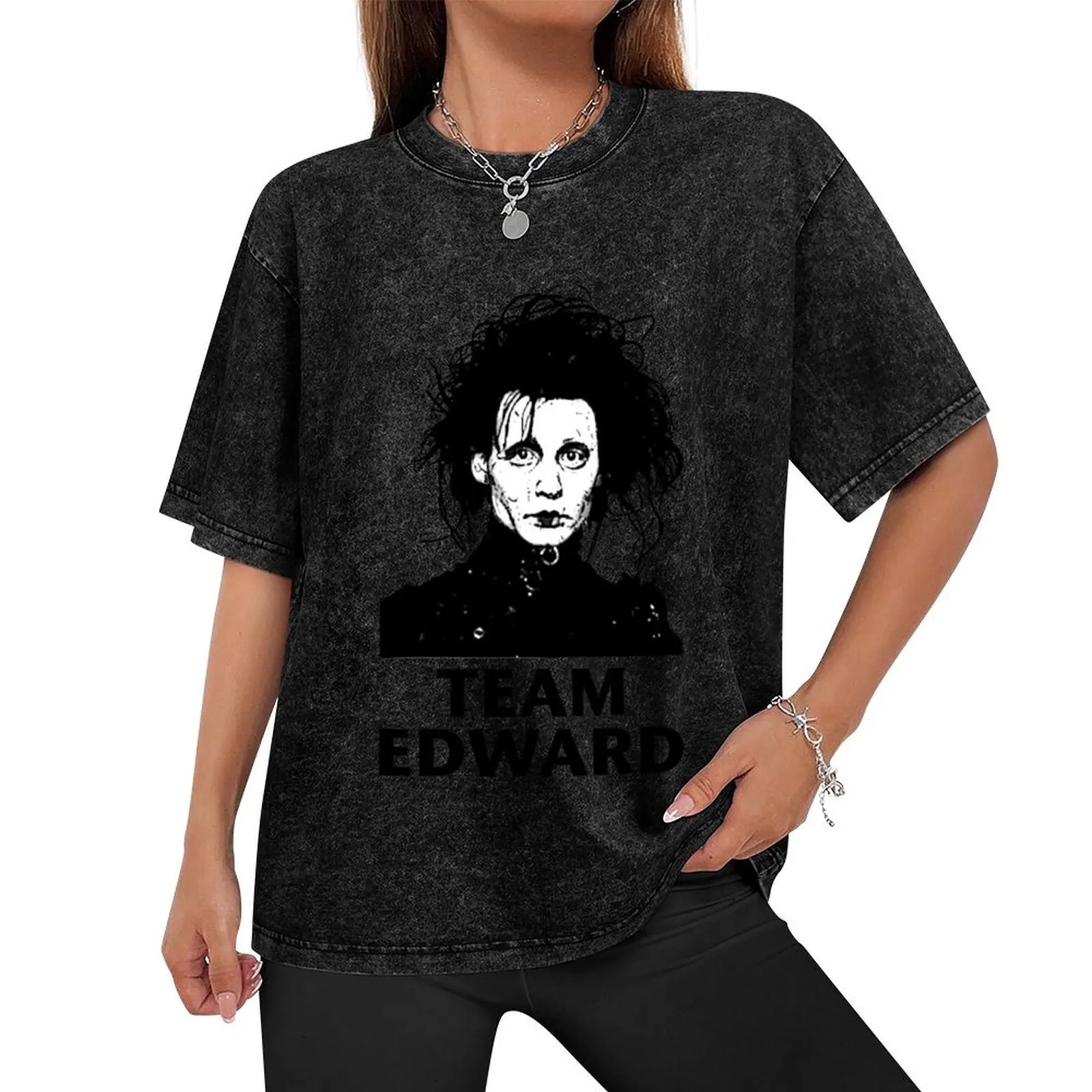 Футболка Team Edward Scissorhands летний топ синие арховные футболки большого размера