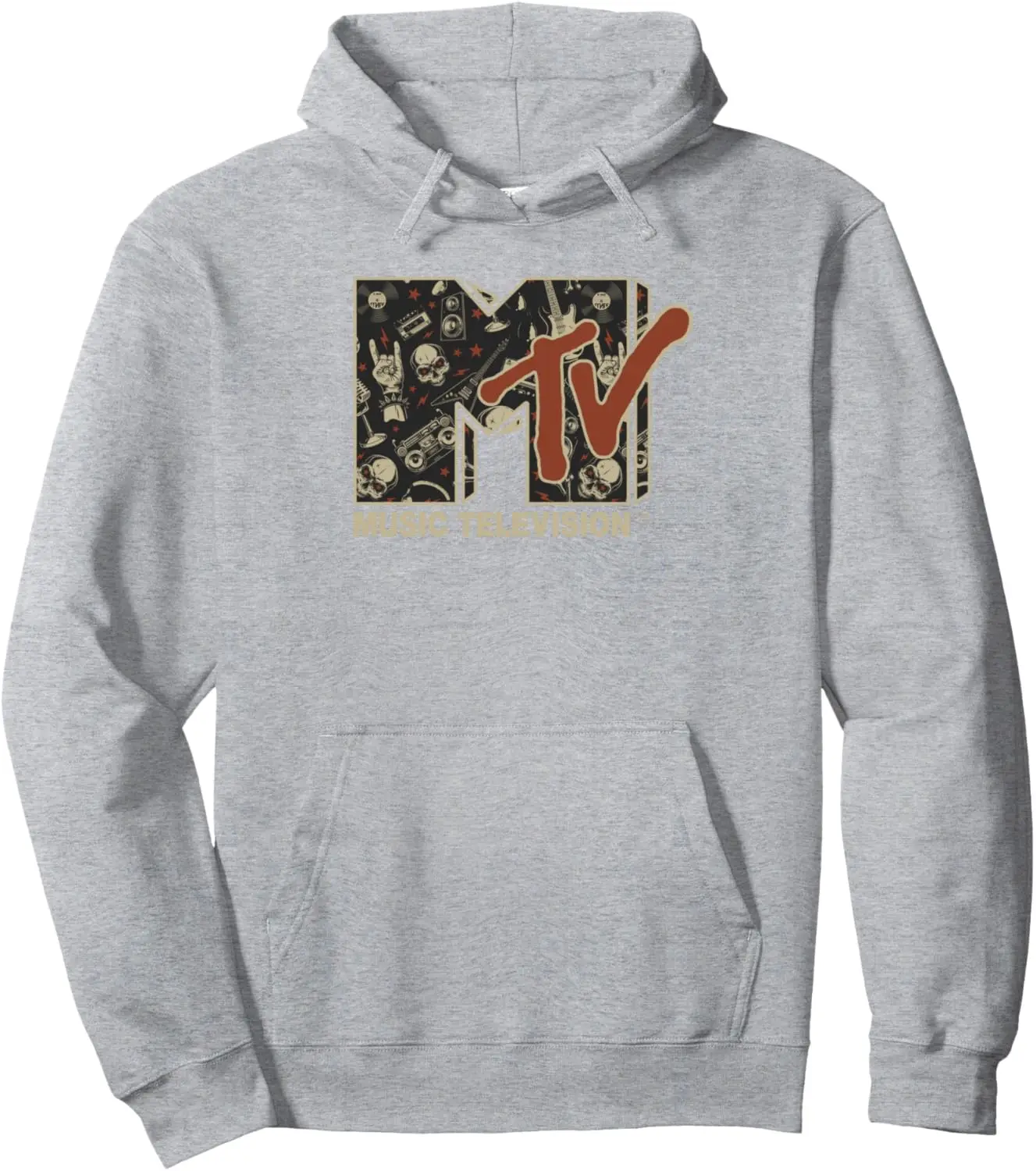 Mademark x MTV - Rock n Roll Music Жесткий тяжелый металл Череп Гитара Винтажный пуловер с