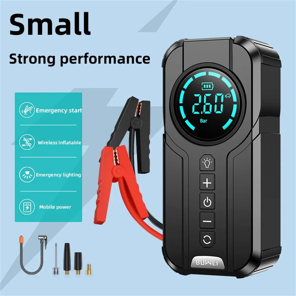 4 In 1 Car Jump Starter Air Pump Power Bank Lighting Portable Air Compressor Cars Battery Starters Starting Auto Tyre Inflator