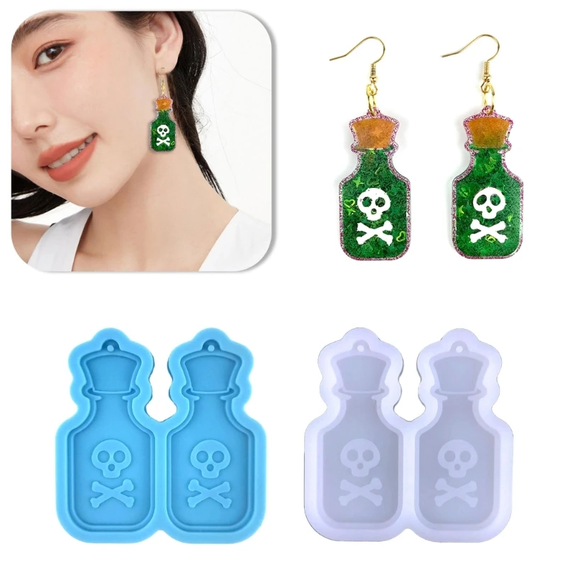 

Silicone Wine Bottle Mold Mini Wine Glass Pendant Resin Mold Skull Earring Pendant Mold Halloween Jewelry Gifts DIY