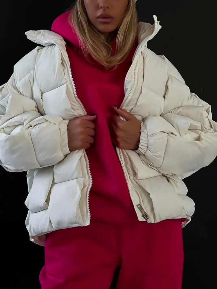 Women's Winter Cold Coat Thick Warm Loose Fashion Quilted Jacket Women Stand Collar Casual 2023 Autumn/Winter New White Coat