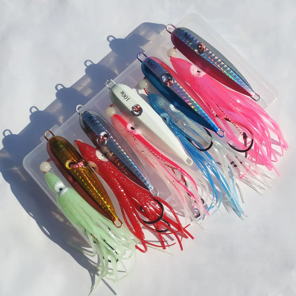 5pcs/Lot Inchiku Bottom Ship Metal Jigs Lure Squid Octopus Skirt Assist Hooks 40g 60g 80g 100g 120g 150g 200g Saltwater Fishing