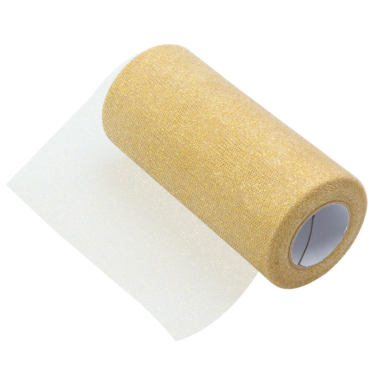 

6 Inch Sparkling Tulle Ribbon Roll Glitter Tulle Rolls 25 Yards Tulle Spool (Gold)