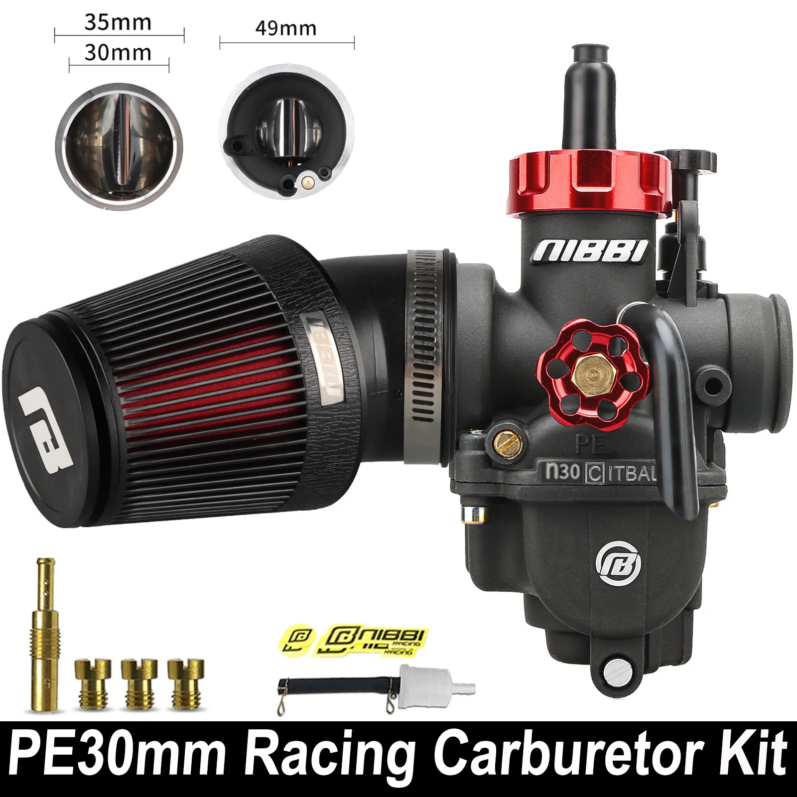 

NIBBI Мотоцикл PE Карбюратор Комплект воздушного фильтра с ЧПУ PE24/26/28/30 мм Power Jet Carb Модифицированный FitHonda Yamaha Suzuki 2T 4T Мотокросс