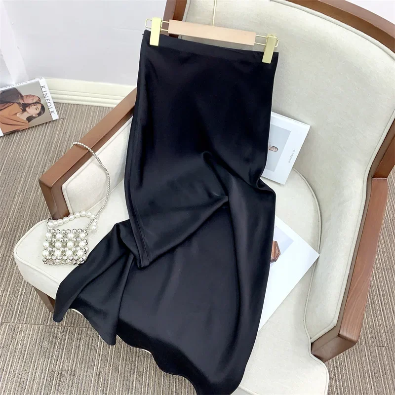 Юбка триацетатная женская крутая Двухсторонняя Атласная однотонная летняя