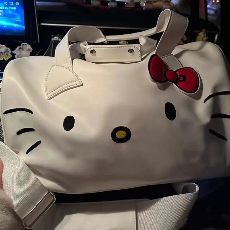

Kawaii Sanrio Hello Kitty Shoulder Bag Pu Leather Women Handbag With Bow Cute Cartoon Versatile Tote Bag Y2k Luxury Design Bag