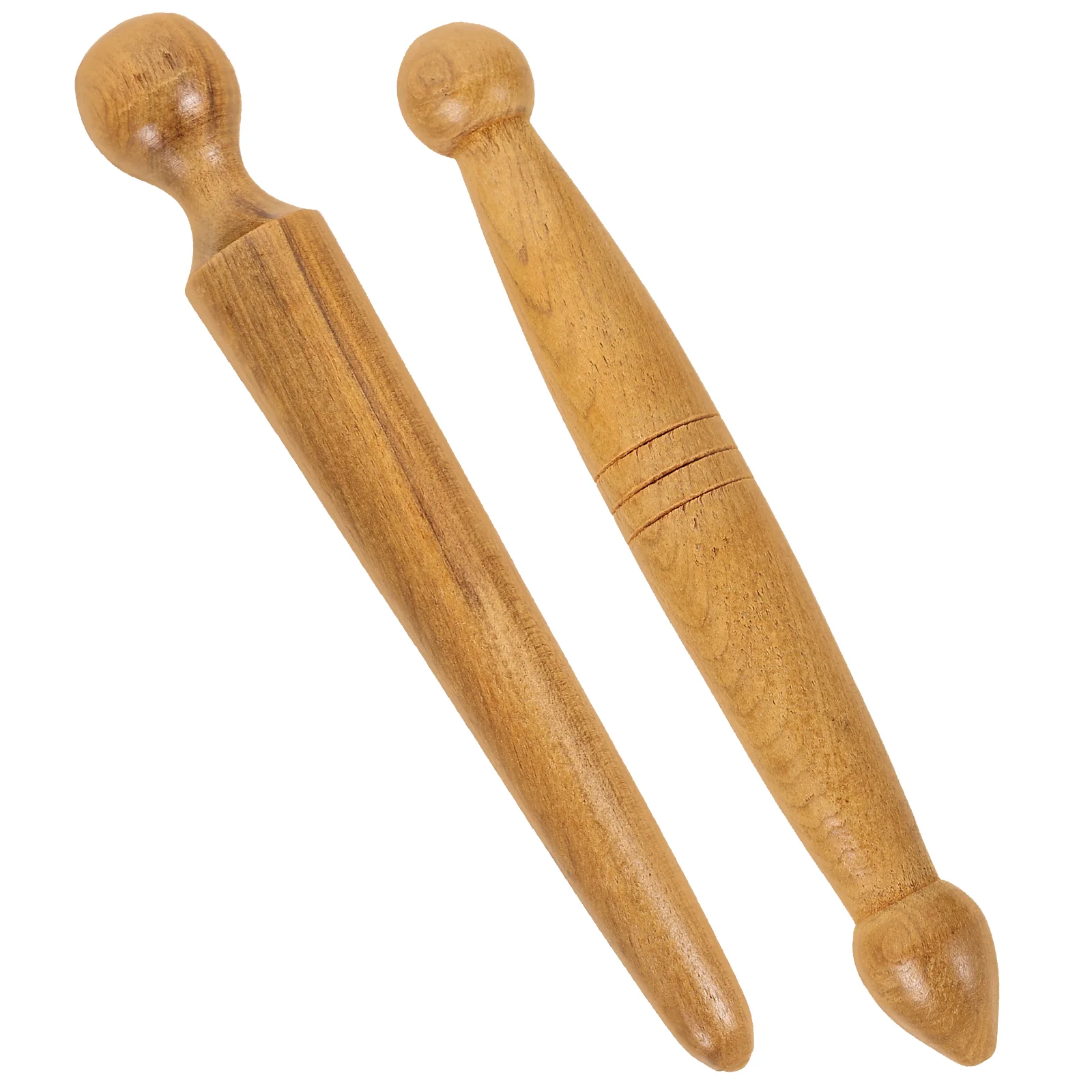 

2 Pcs Hand Massagers Hole Stick Wand Wood Roller Body Foot Whole Reflexology Sticks