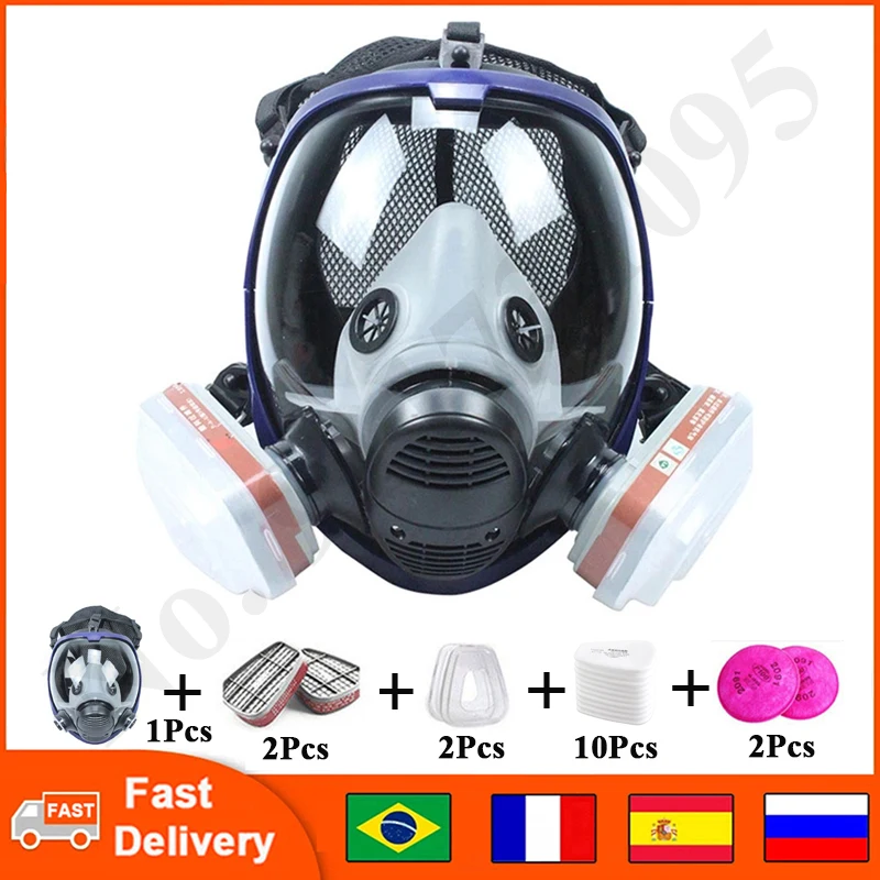 

, Chemical Mask 6800 7 in 1 Gas Mask Dustproof Respirator Paint Pesticide Spray Silicone Full Face Filters For Laboratory