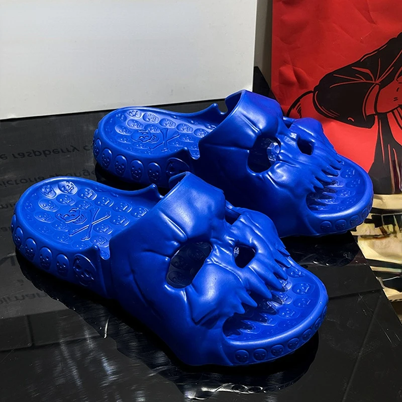 Funny Skull Slippers 2023 New Arrivals Couples Casual Flats Slides Women Home Fashion Flip Flops Lady Comfort Summer Beach Shoes