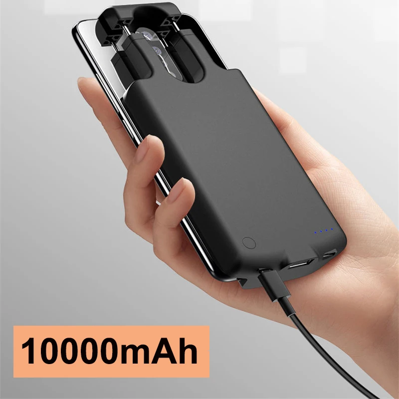 

Universal Battery Charger Case For iPhone 14 13 12 11 Pro Samsung Xiaomi Huawei External Power Bank Charging Battery Case Black