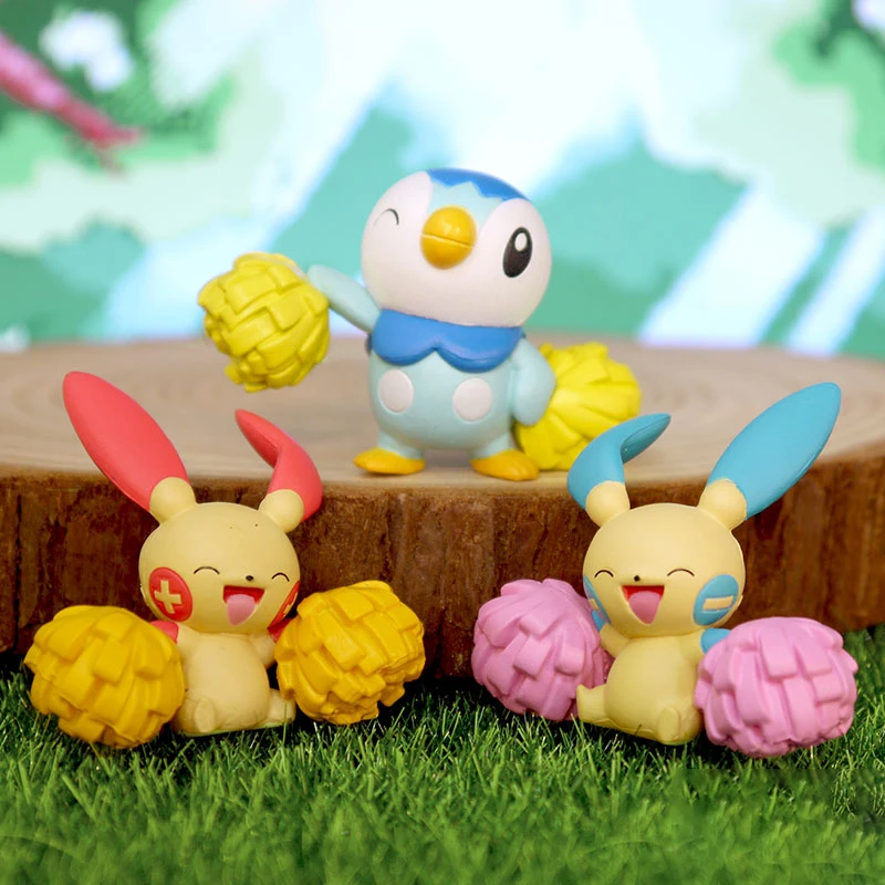 

TAKARA TOMY Genuine Gashapon Toys Pokemon Cheering Team Pikachu Plusle Minun Piplup Chansey Lovely Action Figure Model Toys