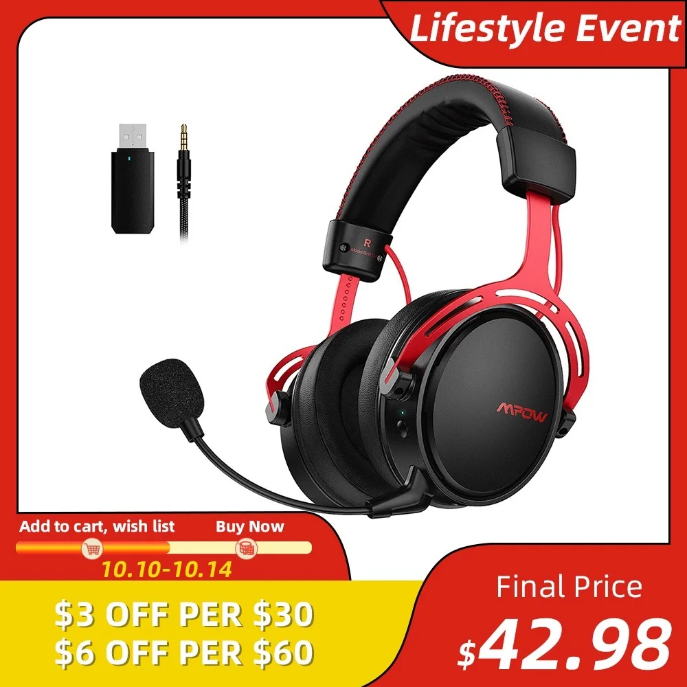 

Air 2.4G Wireless Gaming Headset for PS5/PS4/PC Computer Headphone with Noise Cancelling Mic USB Transmitter for PC Gamer